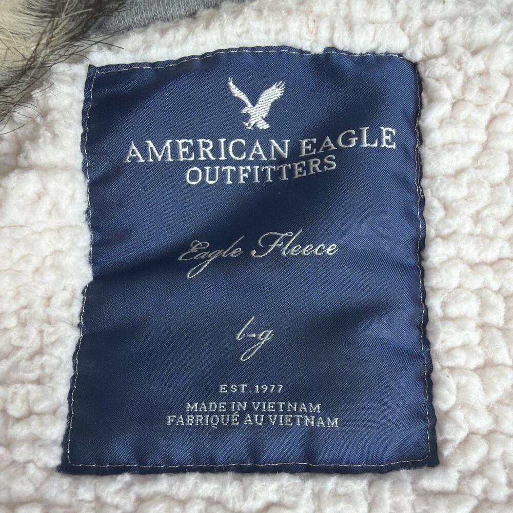 American Eagle Y2K Fur Fleece Lined Zip Up Hoodie Red Plaid Grunge Punk Size L - Picture 11 of 11